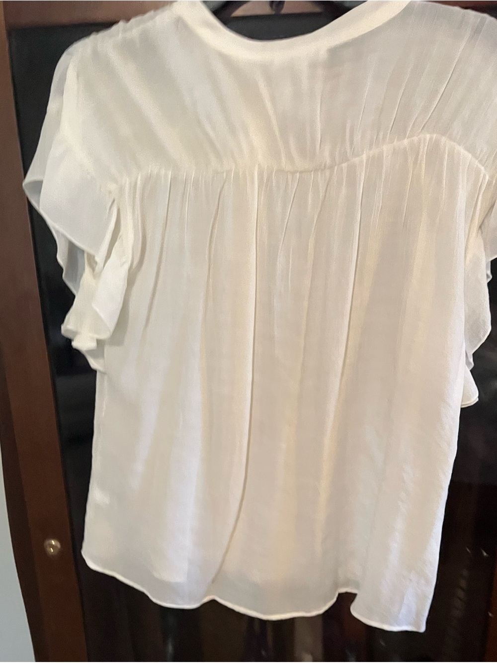 Maurices Cream Ruffle-Sleeve Button Front Blouse - Picture 2 of 3